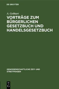 Vorträge zum Bürgerlichen Gesetzbuch und Handelsgesetzbuch_cover