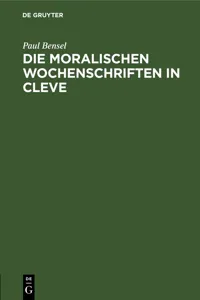 Die moralischen Wochenschriften in Cleve_cover