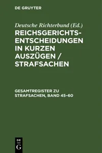 Gesamtregister zu Strafsachen, Band 45–60_cover