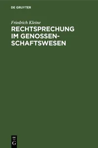 Rechtsprechung im Genossenschaftswesen_cover