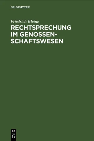 Rechtsprechung im Genossenschaftswesen