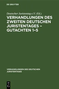 Verhandlungen des Zweiten Deutschen Juristentages – Gutachten 1–5_cover