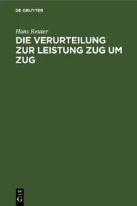 Die Verurteilung zur Leistung Zug um Zug_cover