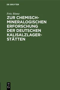 Zur chemisch-mineralogischen Erforschung der deutschen Kalisalzlagerstätten_cover