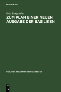 Zum Plan einer neuen Ausgabe der Basiliken_cover