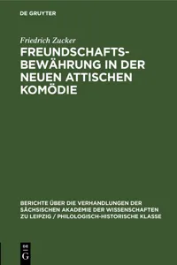 Freundschaftsbewährung in der neuen attischen Komödie_cover