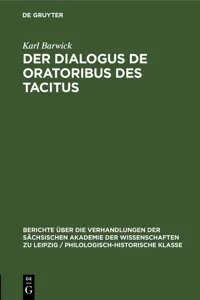 Der Dialogus de oratoribus des Tacitus_cover