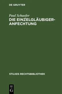 Die Einzelgläubigeranfechtung_cover