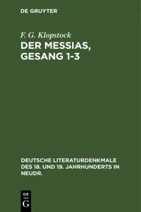 Der Messias, Gesang 1-3_cover