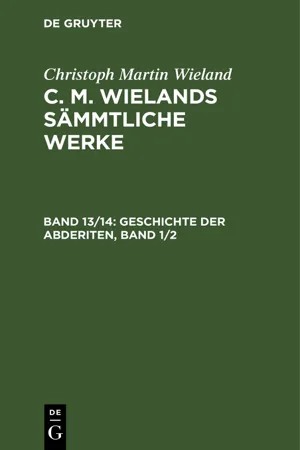 Geschichte der Abderiten, Band 1/2