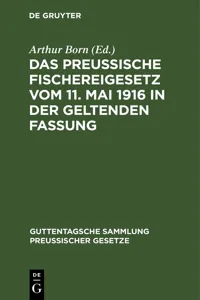 Das preussische Fischereigesetz vom 11. Mai 1916 in der geltenden Fassung_cover