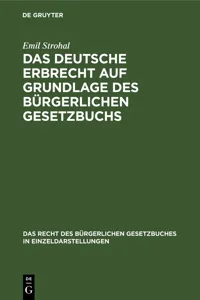 Das deutsche Erbrecht auf Grundlage des Bürgerlichen Gesetzbuchs_cover