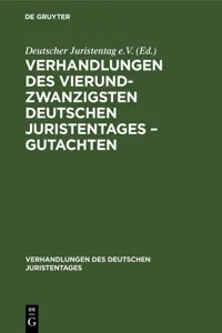 Verhandlungen des Vierundzwanzigsten Deutschen Juristentages – Gutachten_cover