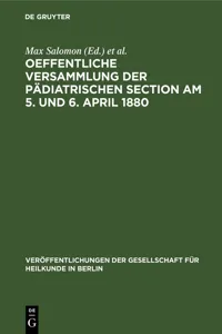 Oeffentliche Versammlung der pädiatrischen Section am 5. und 6. April 1880_cover