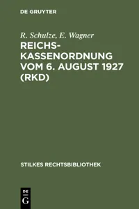 Reichskassenordnung vom 6. August 1927_cover