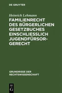 Familienrecht des Bürgerlichen Gesetzbuches einschließlich Jugendfürsorgerecht_cover