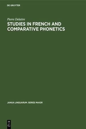 Studies in French and Comparative Phonetics