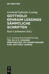 G. E. Lessings Briefwechsel mit seinem Bruder Karl Gotthelf Lessing_cover