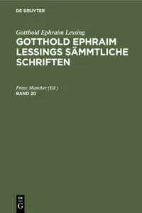 Gotthold Ephraim Lessing: Gotthold Ephraim Lessings Sämmtliche Schriften. Band 20_cover