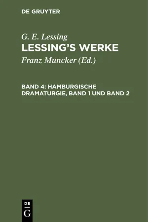 Hamburgische Dramaturgie, Band 1 und Band 2