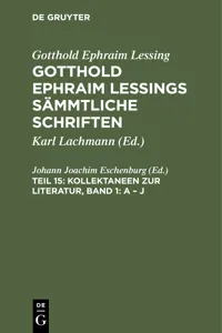 Kollektaneen zur Literatur, Band 1: A – J_cover