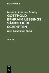 Gotthold Ephraim Lessing: Gotthold Ephraim Lessings Sämmtliche Schriften. Teil 26_cover