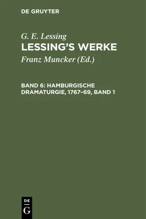 Hamburgische Dramaturgie, 1767–69, Band 1