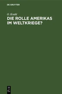 Die Rolle Amerikas im Weltkriege?_cover