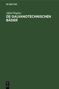 De galvanotechnischen Bäder_cover