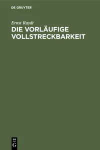 Die vorläufige Vollstreckbarkeit_cover