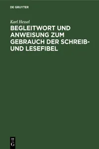 Begleitwort und Anweisung zum Gebrauch der Schreib- und Lesefibel_cover