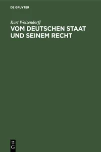 Vom deutschen Staat und seinem Recht_cover