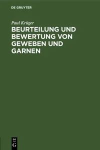 Beurteilung und Bewertung von Geweben und Garnen_cover