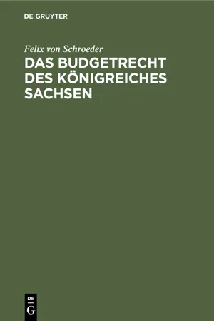 Das Budgetrecht des Königreiches Sachsen