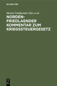 Norden-Friedlaender Kommentar zum Kriegssteuergesetz_cover