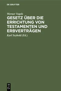 Gesetz über die Errichtung von Testamenten und Erbverträgen_cover