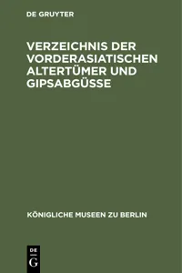 Verzeichnis der vorderasiatischen Altertümer und Gipsabgüsse_cover