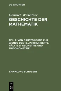 Von Cartesius bis zur Wende des 18. Jahrhunderts, Hälfte II: Geometrie und Trigonometrie_cover