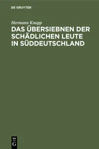 Das Übersiebnen der schädlichen Leute in Süddeutschland_cover