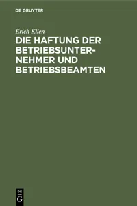 Die Haftung der Betriebsunternehmer und Betriebsbeamten_cover