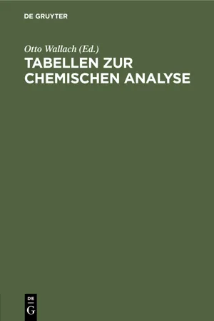 Tabellen zur chemischen Analyse