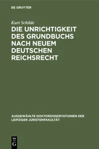 Die Unrichtigkeit des Grundbuchs nach neuem Deutschen Reichsrecht_cover