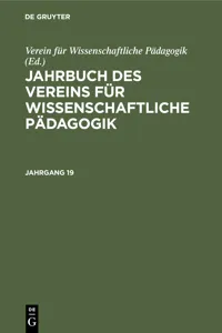 Jahrbuch des Vereins für Wissenschaftliche Pädagogik. Jahrgang 19_cover