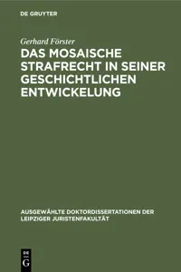 Das mosaische Strafrecht in seiner Geschichtlichen Entwickelung_cover