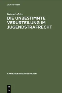 Die Unbestimmte Verurteilung im Jugendstrafrecht_cover