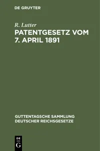 Patentgesetz vom 7. April 1891_cover
