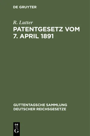 Patentgesetz vom 7. April 1891