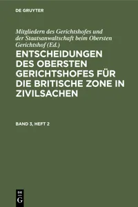 Entscheidungen des Obersten Gerichtshofes für die Britische Zone in Zivilsachen. Band 3, Heft 2_cover