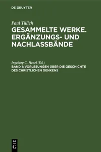 Vorlesungen über die Geschichte des christlichen Denkens_cover