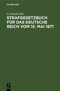 Strafgesetzbuch für das Deutsche Reich vom 15. Mai 1871_cover